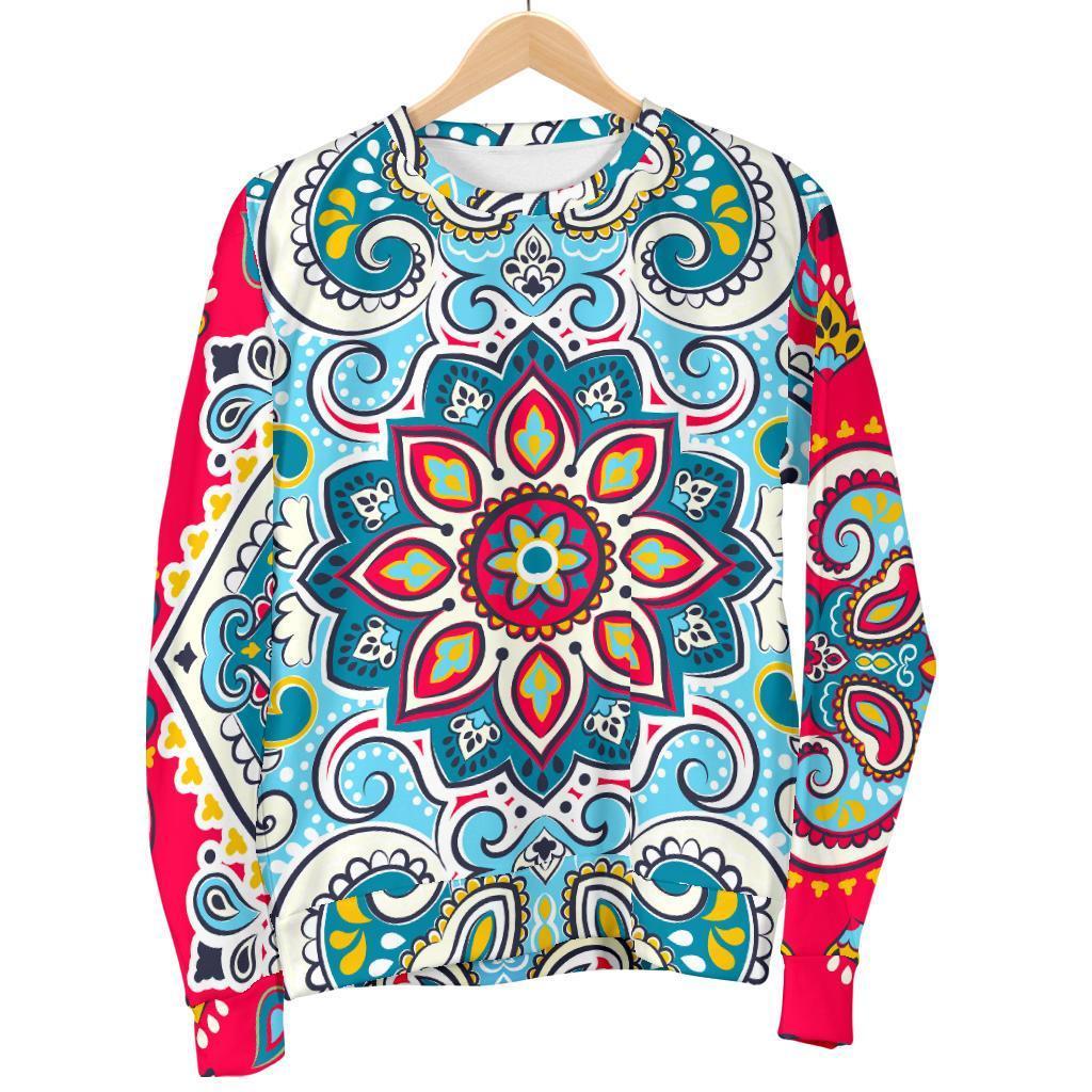 Floral Paisley Mandala Print Women's Crewneck Sweatshirt GearFrost