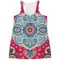 Floral Paisley Mandala Print Women's Racerback Tank Top