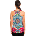 Floral Paisley Mandala Print Women's Racerback Tank Top