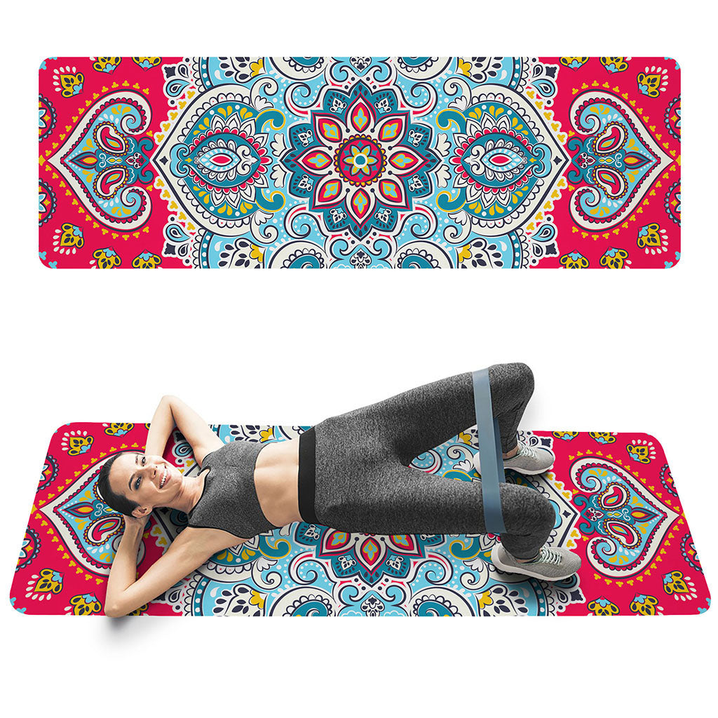 Floral Paisley Mandala Print Yoga Mat
