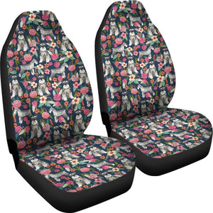 Floral Schnauzer Universal Fit Car Seat Covers GearFrost