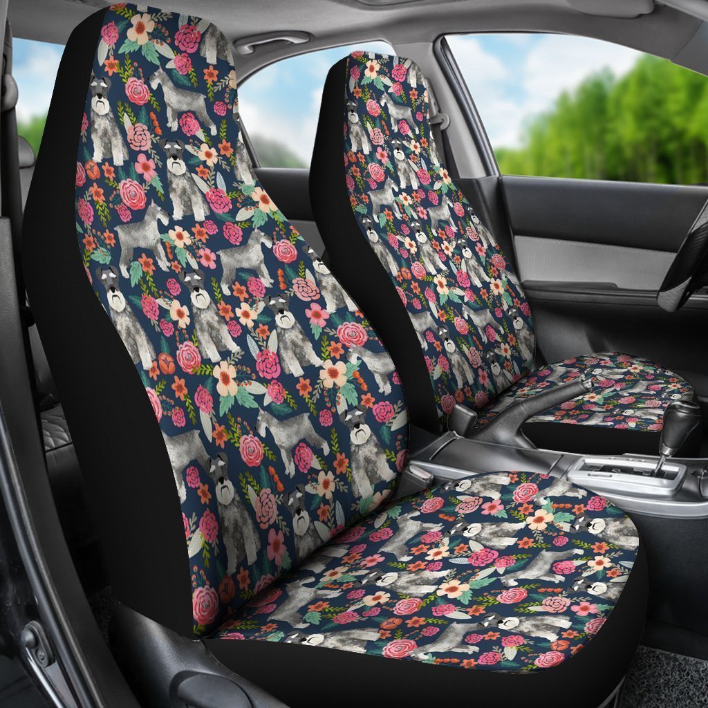 Floral Schnauzer Universal Fit Car Seat Covers GearFrost