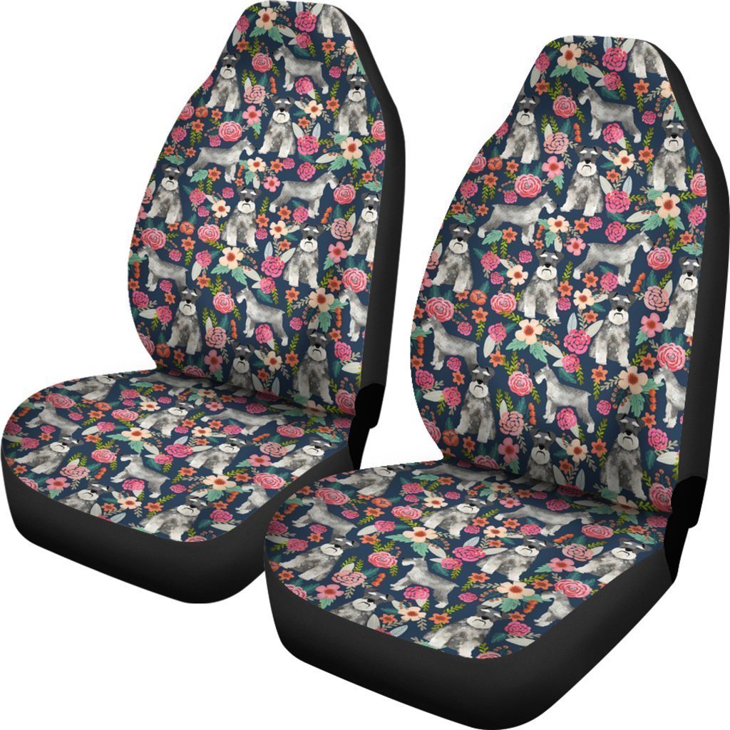 Floral Schnauzer Universal Fit Car Seat Covers GearFrost