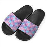 Floral Sparkle Print Black Slide Sandals