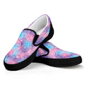 Floral Sparkle Print Black Slip On Sneakers