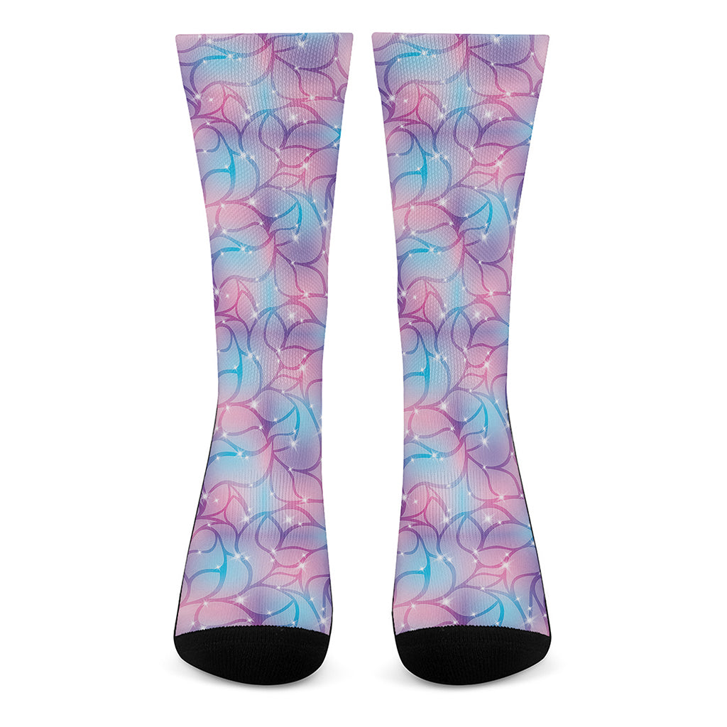 Floral Sparkle Print Crew Socks
