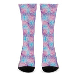Floral Sparkle Print Crew Socks