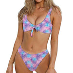 Floral Sparkle Print Front Bow Tie Bikini