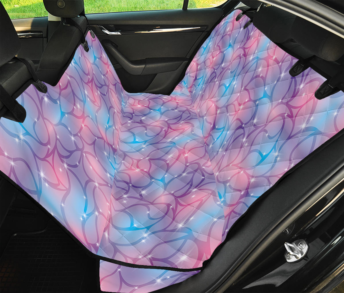 Floral Sparkle Print Pet Car Back Seat Cover