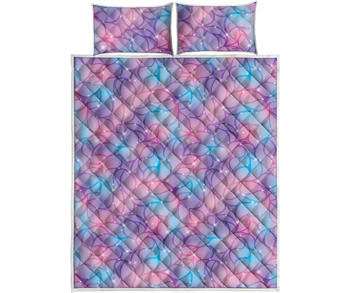 Floral Sparkle Print Quilt Bed Set