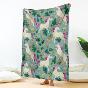 Floral Unicorn Pattern Print Blanket