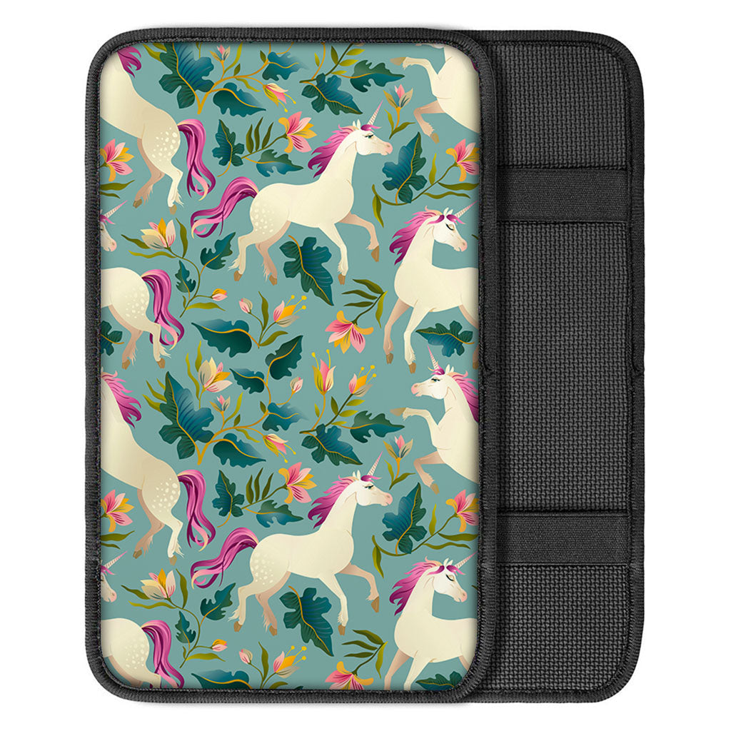 Floral Unicorn Pattern Print Car Center Console Cover