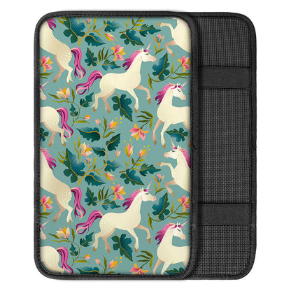 Floral Unicorn Pattern Print Car Center Console Cover