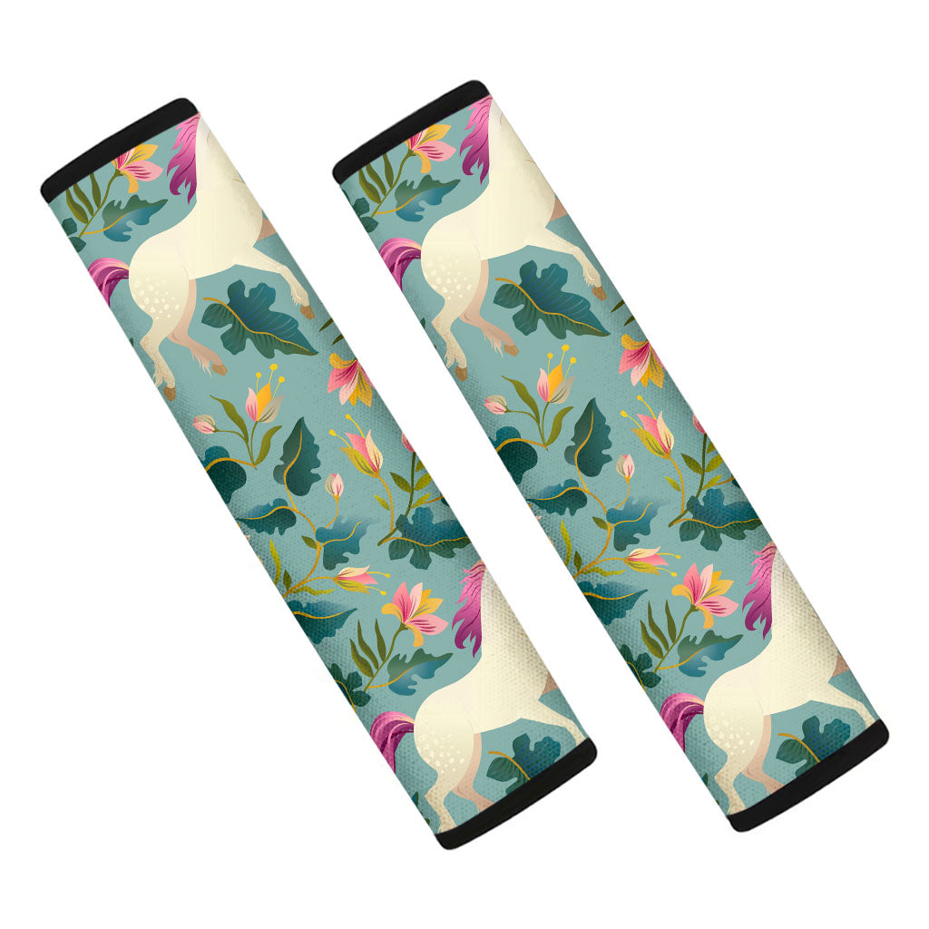 Floral Unicorn Pattern Print Car Seat Belt Covers