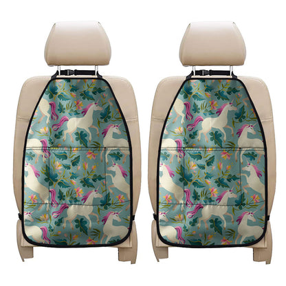 Floral Unicorn Pattern Print Car Seat Organizers