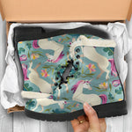 Floral Unicorn Pattern Print Comfy Boots GearFrost