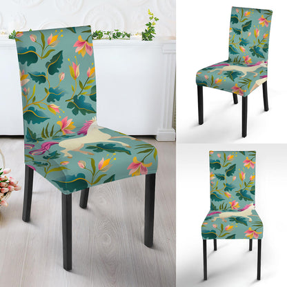 Floral Unicorn Pattern Print Dining Chair Slipcover