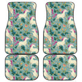 Floral Unicorn Pattern Print Front and Back Car Floor Mats