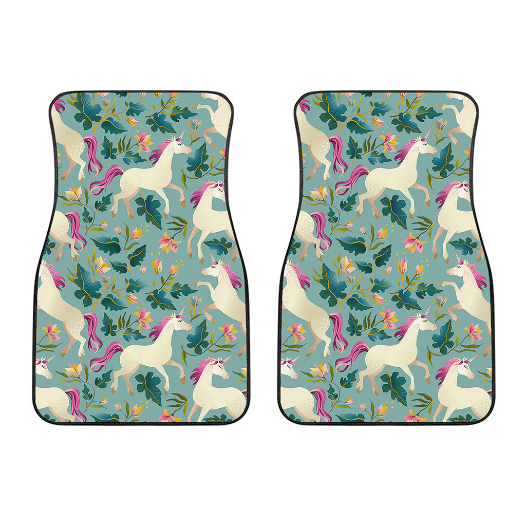 Floral Unicorn Pattern Print Front Car Floor Mats