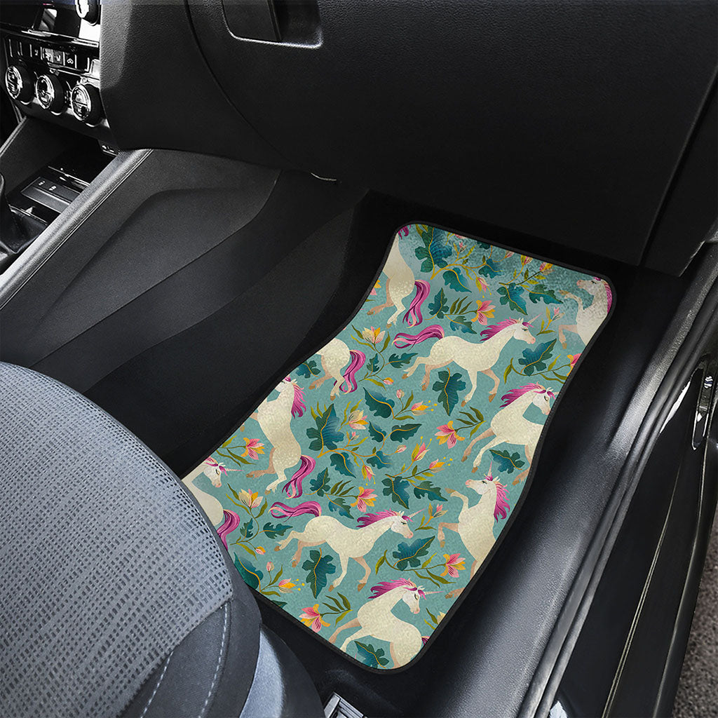 Floral Unicorn Pattern Print Front Car Floor Mats
