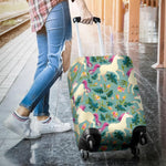 Floral Unicorn Pattern Print Luggage Cover GearFrost
