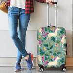 Floral Unicorn Pattern Print Luggage Cover GearFrost