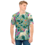 Floral Unicorn Pattern Print Men's T-Shirt