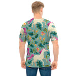 Floral Unicorn Pattern Print Men's T-Shirt