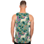 Floral Unicorn Pattern Print Men's Tank Top