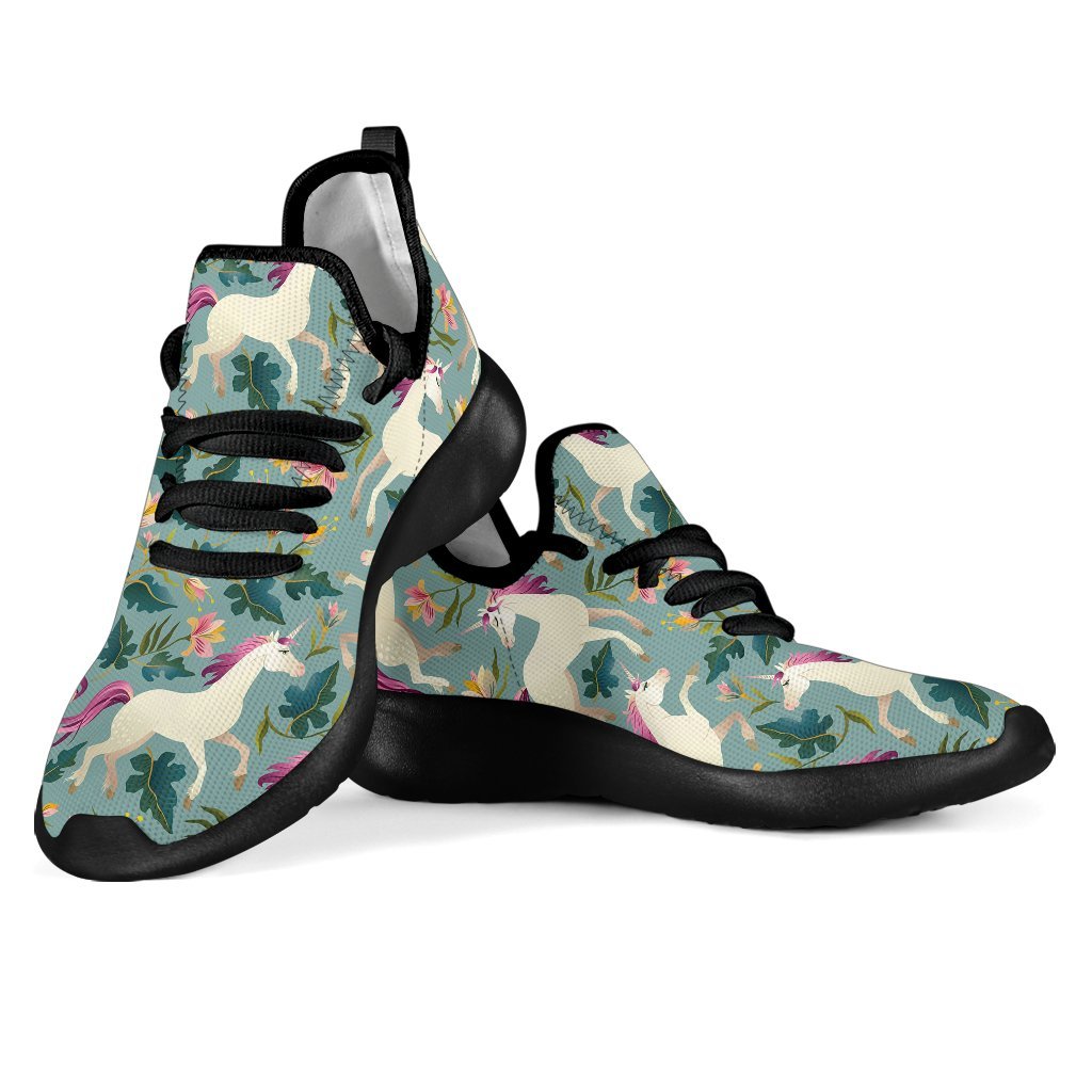 Floral Unicorn Pattern Print Mesh Knit Shoes GearFrost