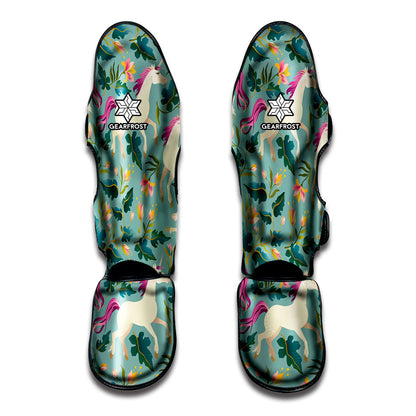 Floral Unicorn Pattern Print Muay Thai Shin Guard