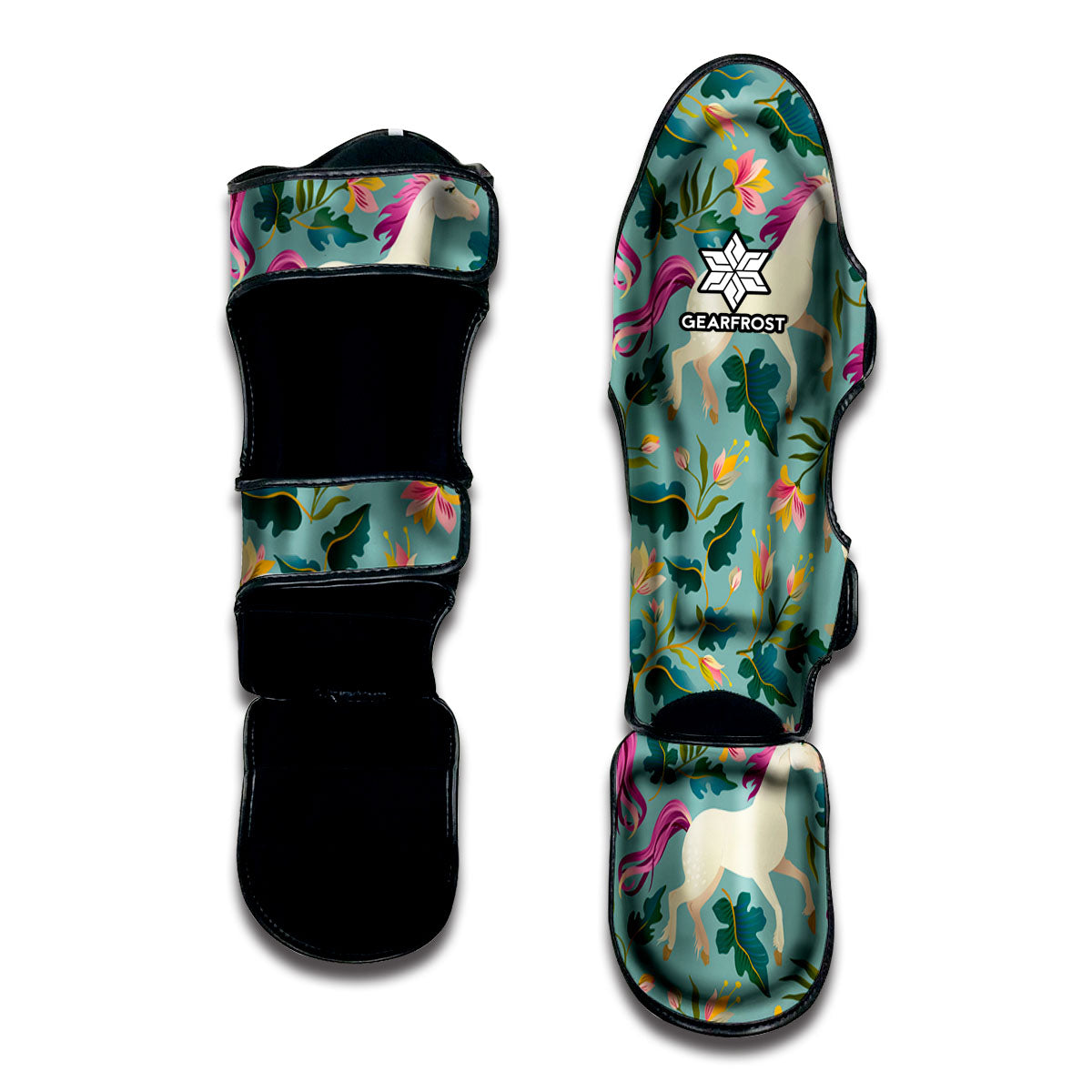 Floral Unicorn Pattern Print Muay Thai Shin Guard