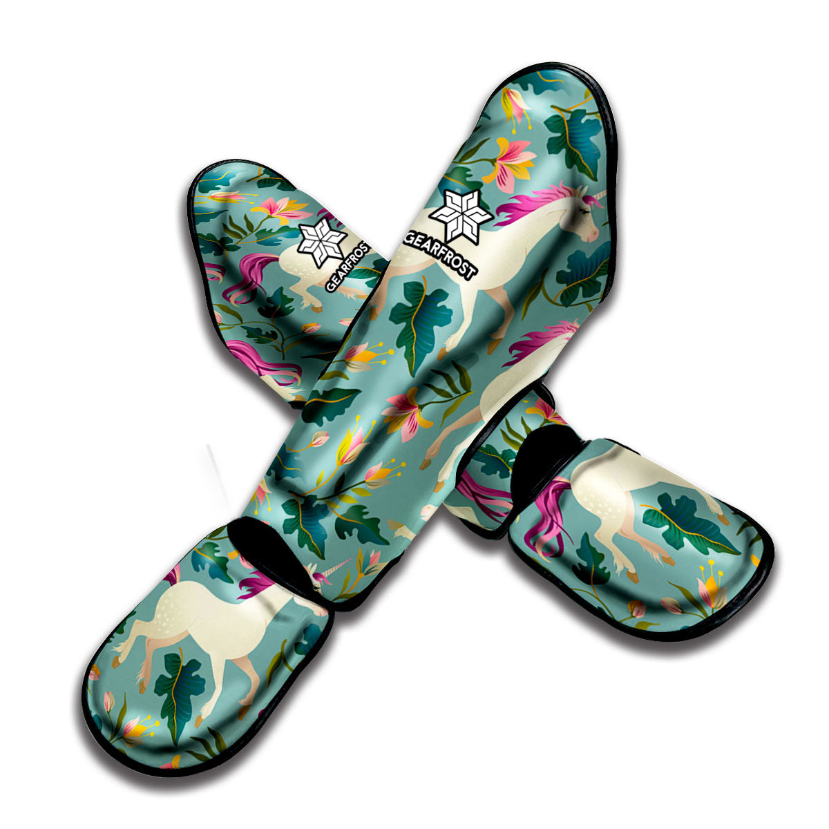 Floral Unicorn Pattern Print Muay Thai Shin Guard