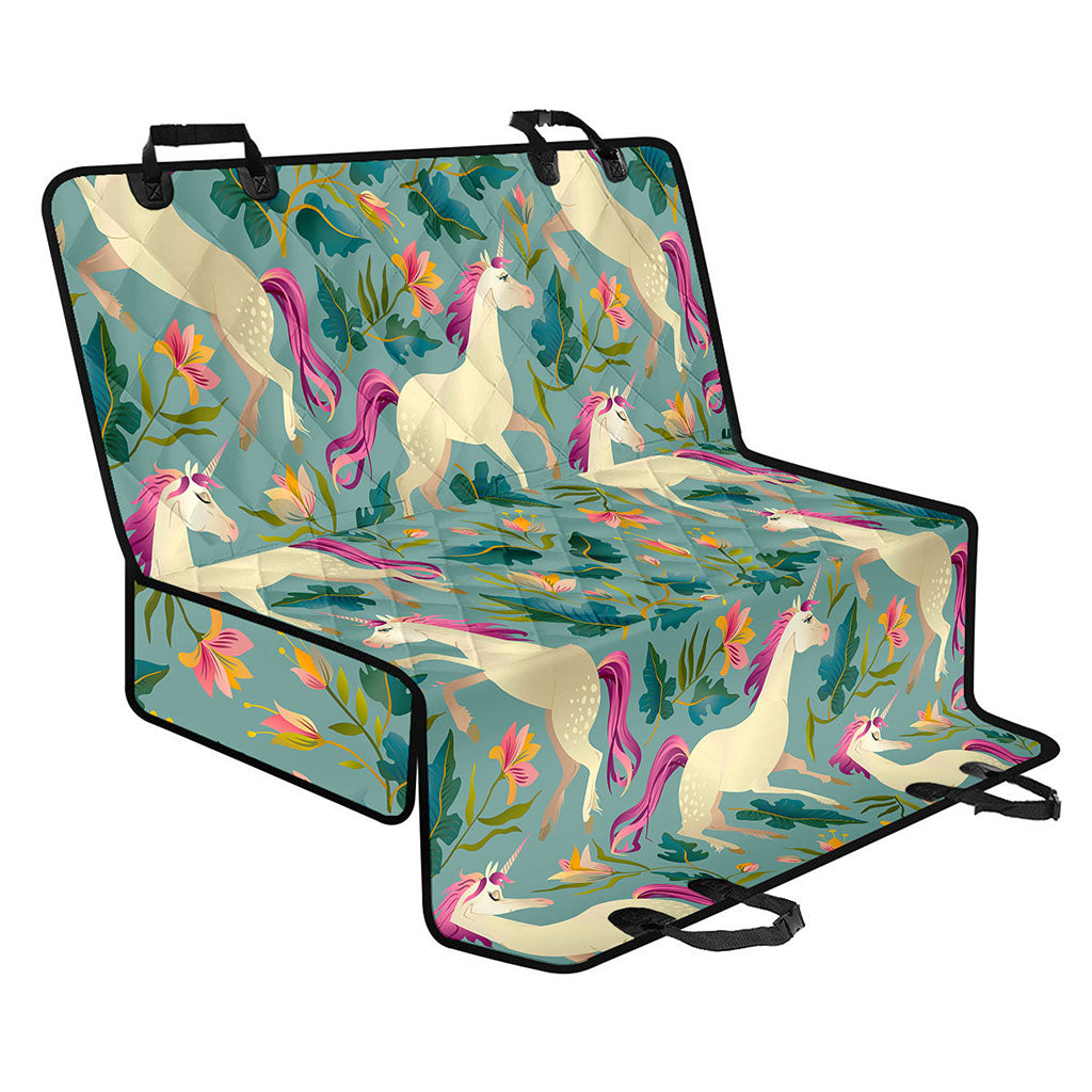 Floral Unicorn Pattern Print Pet Car Back Seat Cover