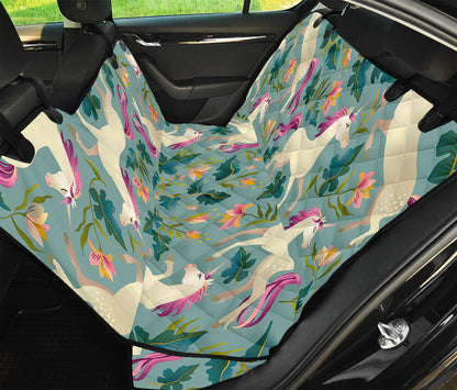 Floral Unicorn Pattern Print Pet Car Back Seat Cover