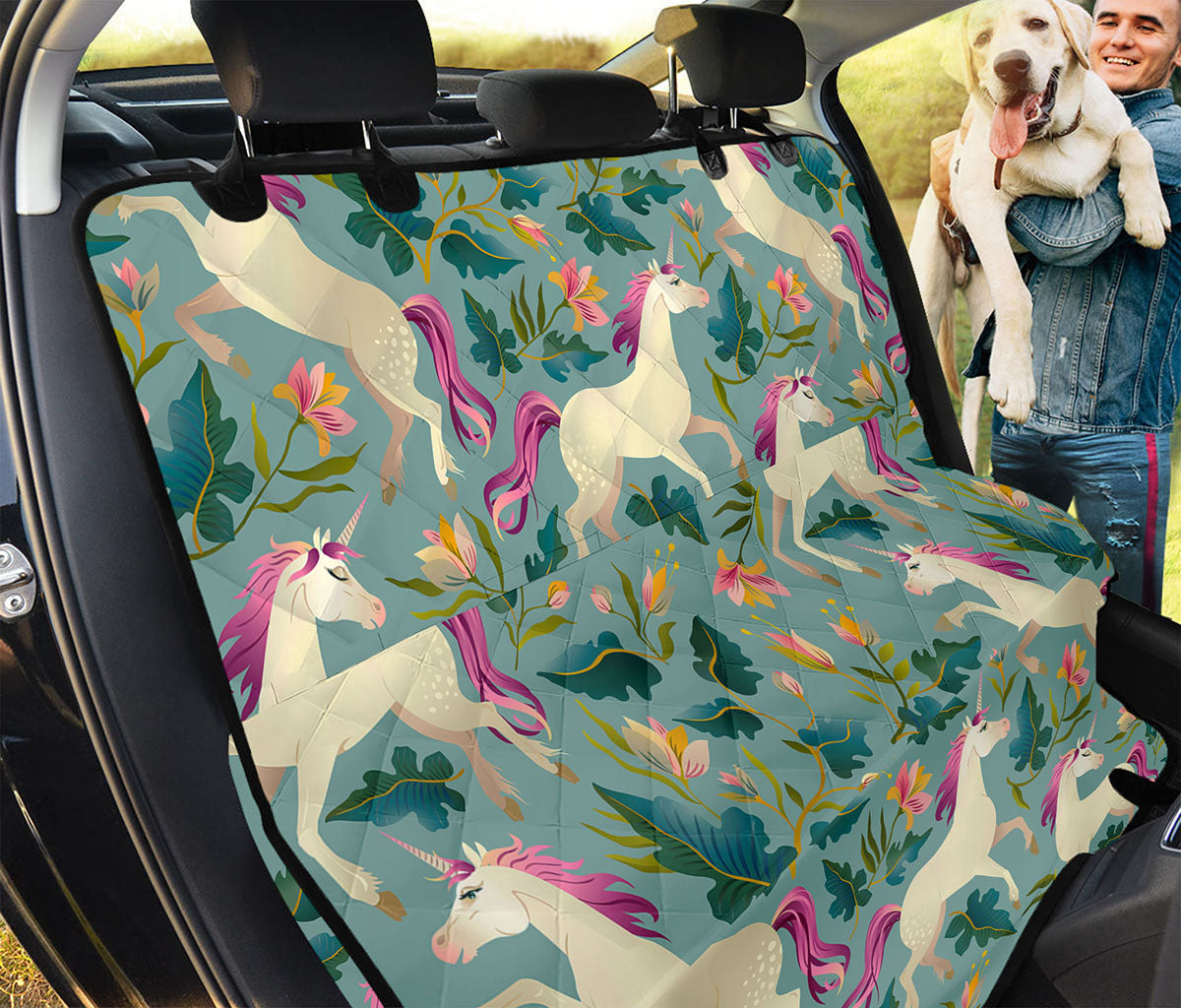 Floral Unicorn Pattern Print Pet Car Back Seat Cover