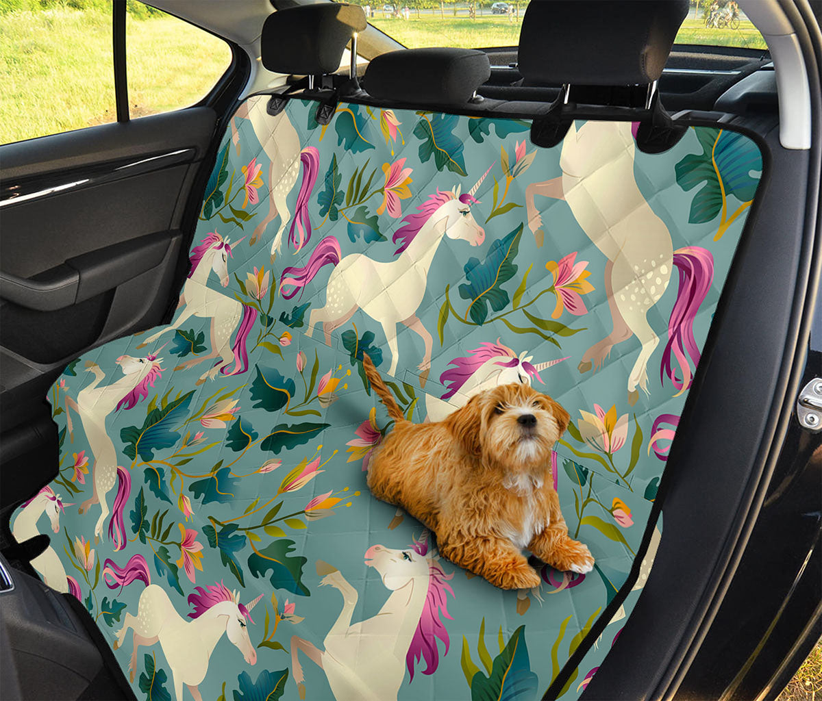 Floral Unicorn Pattern Print Pet Car Back Seat Cover