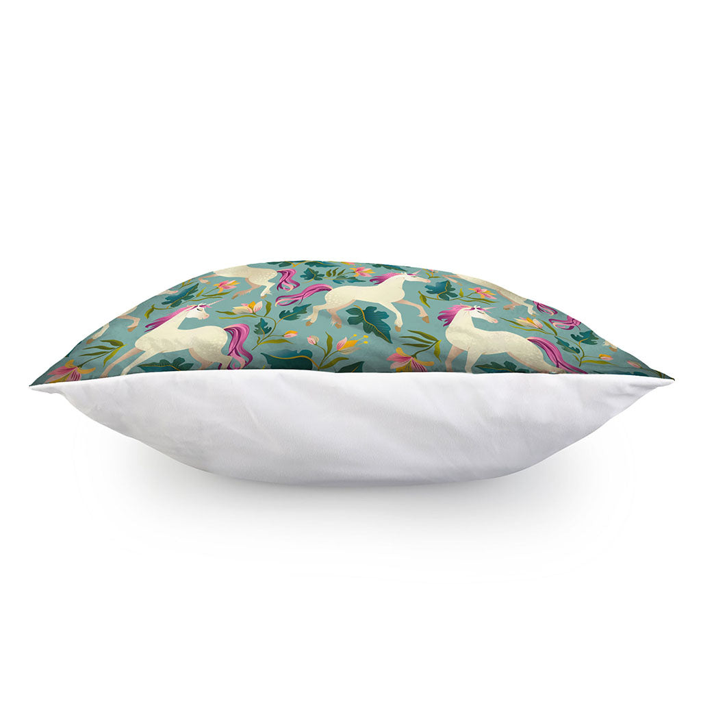 Floral Unicorn Pattern Print Pillow Cover
