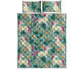 Floral Unicorn Pattern Print Quilt Bed Set