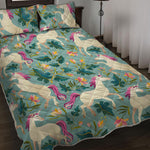 Floral Unicorn Pattern Print Quilt Bed Set