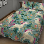 Floral Unicorn Pattern Print Quilt Bed Set