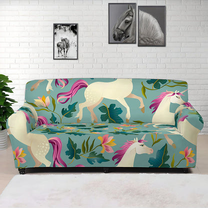 Floral Unicorn Pattern Print Sofa Cover