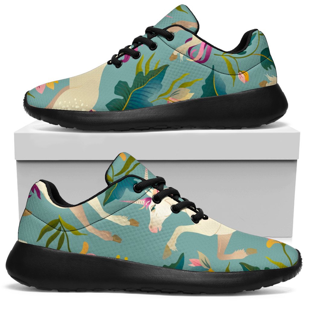 Floral Unicorn Pattern Print Sport Shoes GearFrost
