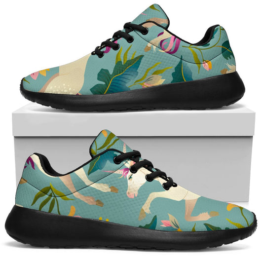 Floral Unicorn Pattern Print Sport Shoes GearFrost