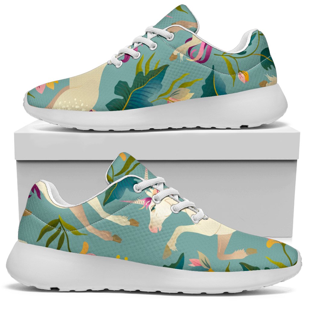 Floral Unicorn Pattern Print Sport Shoes GearFrost