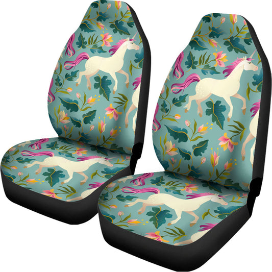 Floral Unicorn Pattern Print Universal Fit Car Seat Covers