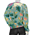 Floral Unicorn Pattern Print Women's Crewneck Sweatshirt GearFrost