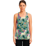 Floral Unicorn Pattern Print Women's Racerback Tank Top