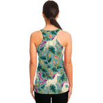 Floral Unicorn Pattern Print Women's Racerback Tank Top