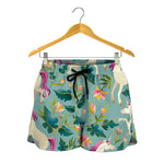 Floral Unicorn Pattern Print Women's Shorts